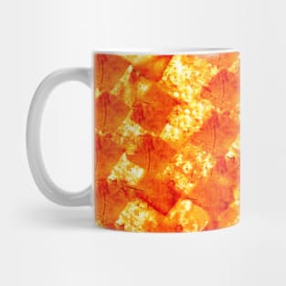 Abstract bright orange batik texture check board design Mug